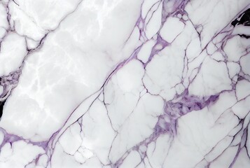 White marble with violet veins surface abstract background. Decorative acrylic paint pouring rock marble texture. Horizontal natural white and violet abstract pattern.