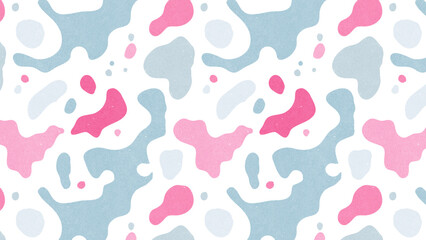 絵の具やペンキが飛び散る液体パターンの背景イラスト（水色&ピンク）