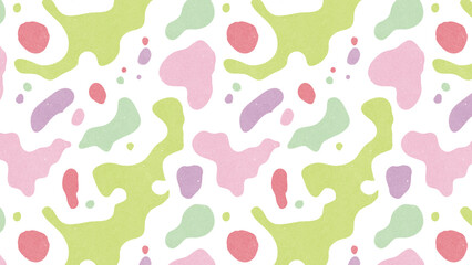 絵の具やペンキが飛び散る液体パターンの背景イラスト（黄緑色&ピンク）