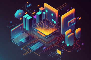 abstract technology background illustration,  Generative AI