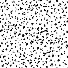 Dalmatian or cow seamless pattern. Vector animal skin texture, black spots print on white background. Dalmatian dog or cow fur pattern, animal skin camouflage ornament for textile or fabric print