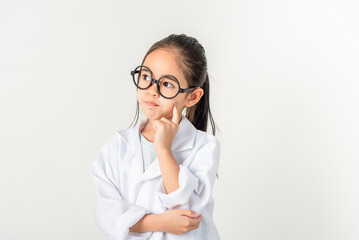 smart doctor Little Girl with white medical coat