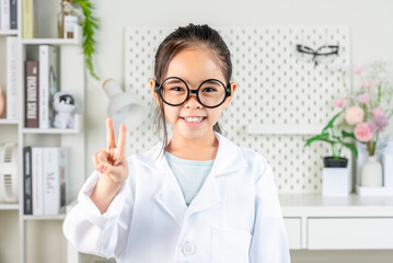 smart doctor Little Girl with white medical coat