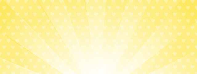 集中線　シンプル　使いやすい　横　横長 　ワイド ハート　黄色