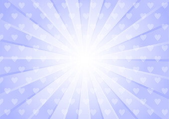 集中線　シンプル　使いやすい　横　横長 ハート　青　水色