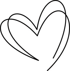 simple vector black and white heart shaped pen stroke icon