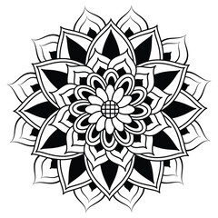 Flower Mandala. Vintage decorative elements. Oriental pattern, vector illustration. Islam, Arabic, Indian, Moroccan, Spain, Turkish, Pakistan, Chinese, mystic, ottoman motifs. Coloring book page.