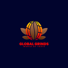 Vector Logo Illustration Global Grinds Gradient Colorful Style.