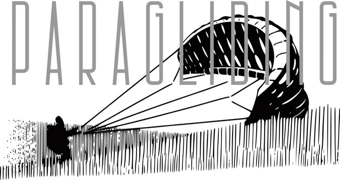 vector sketch of the paraglider with a parachute