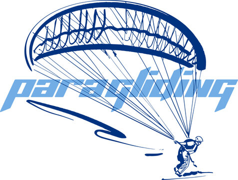 vector sketch of the paraglider with a parachute