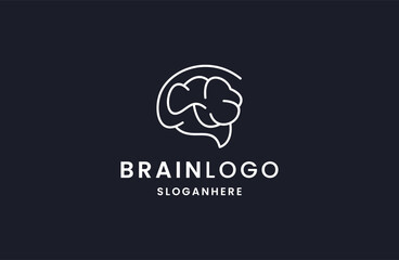 brain outline monoline art logo vector icon