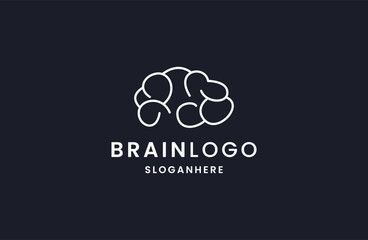 Fototapeta na wymiar brain outline monoline art logo vector icon