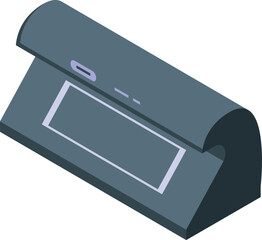 Display currency detector icon isometric vector. Money banknote. Machine bank