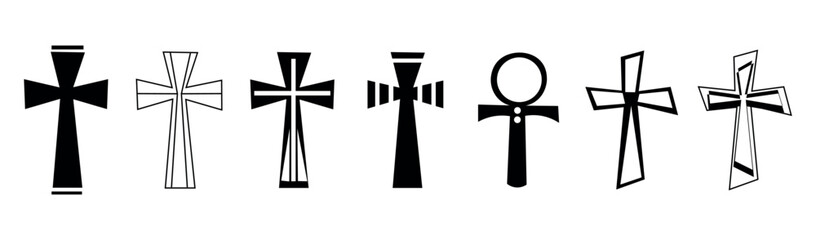 Set of crosses on white background