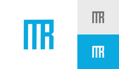 Square letter MR monogram logo design vector