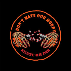 destroying skateboarding trucks with skull hands vector illustration © kaum rimba