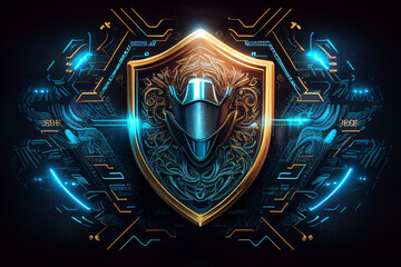 Fototapeta premium protection against cyber crime, internet network cyber security, generative AI