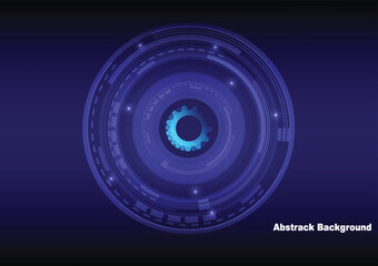 Blue light circle center cyberspace on dark blue background HUD