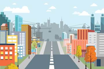 City street scene cityscape of urban modern life architecture and development