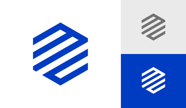 Letter MC hexagon monogram logo design vector