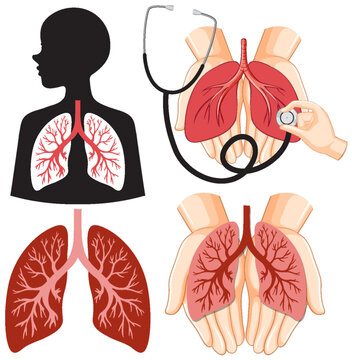 Set of Human Lung Icons for Medical and Health Designs