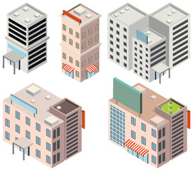 Isometric Buildings and Houses Set