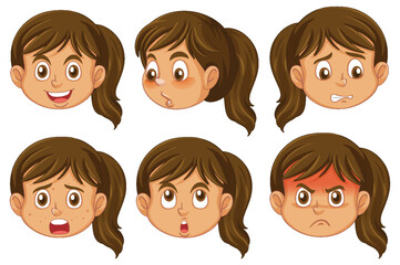 Puberty Girl Cartoon Characters Set