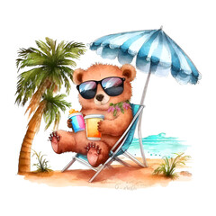 Cute Bear On The Beach Sublimation