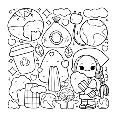 love earth outline cartoon