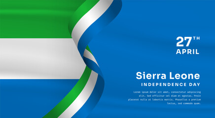 Banner illustration of Sierra Leone independence day celebration with text space. Vector illustration.