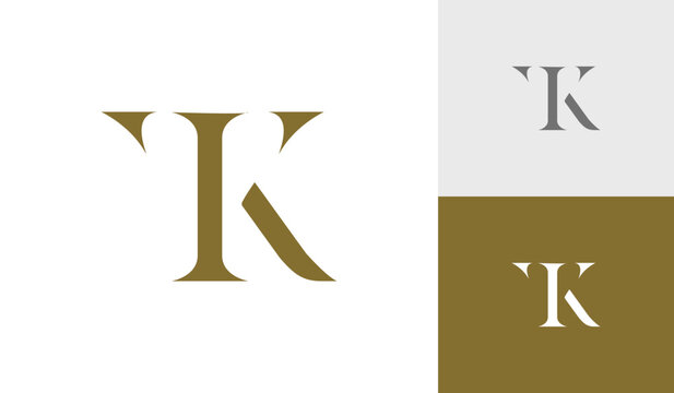 Letter TK or KT monogram logo design vector