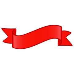 Red Ribbon Banner Silk Drawing Illustration Vector Template Label
