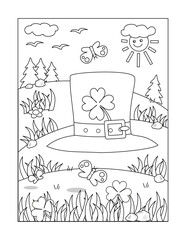 St. Patrick's Day coloring page, sign, poster, or activity sheet with leprechaun's top hat
