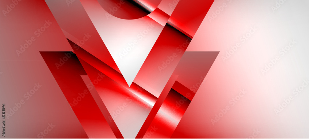 Poster trendy minimal geometric composition abstract background. shadow lines and lights on glossy triangle