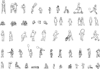 sketch vector illustration of child's behavior at play