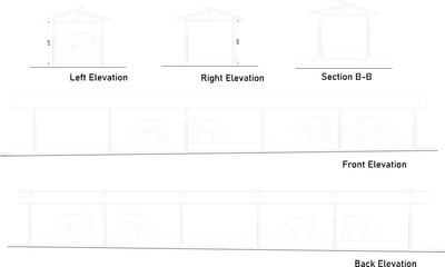sketch vector illustration of cow farm shed design