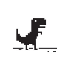 Pixel art of dinosaur icon vector describing offline error for internet symbol