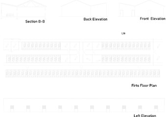sketch vector illustration of cow farm shed design
