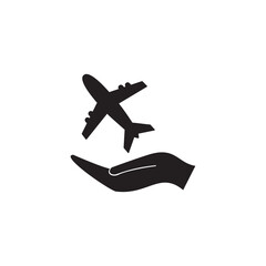 Airplane icon in hand vector symbol