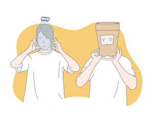 people wearing protective masks to prevent coronavirus, concept illustration