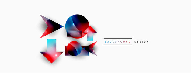Dynamic composition, shiny geometric shapes abstract background. Trendy techno business template for wallpaper, banner, background or landing