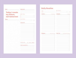 Today I create my future not TMR planner. Make your day more easily and happy. Vector template.	