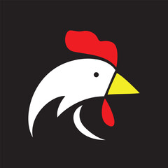 rooster head logo design. chicken character, sign and symbol.