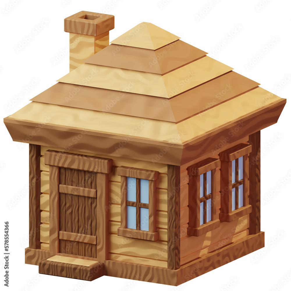 Wall mural 3d cabin house illustration