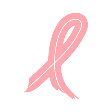 Pink ribbon brush stroke. Symbol of the fight against breast cancer.