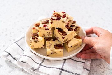 Homemade White Chocolate Cranberry Pecan Fudge