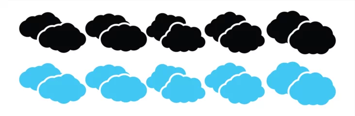 Tuinposter cloud icon set. blue cloud icon, weather and cumulus icon sign symbol collection, vector illustration © Zion