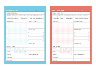 (Ocean and Orange) Daily Rountine template vector. Vector illustration. List.