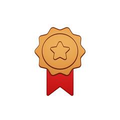 3D Render Bronze Medal Icon Illustration