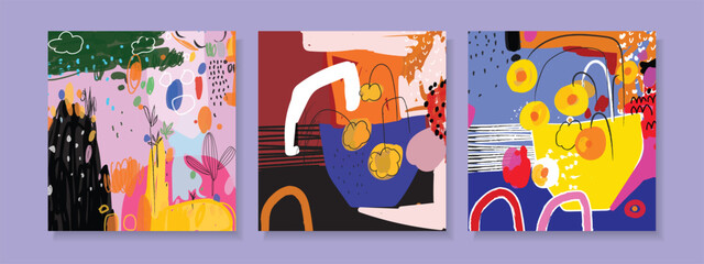 Fototapeta na wymiar Set of abstract grunge hand drawn vector illustration background.